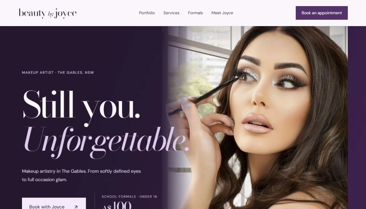 Actual Beauty by Joyce website homepage, designed and built by Aero